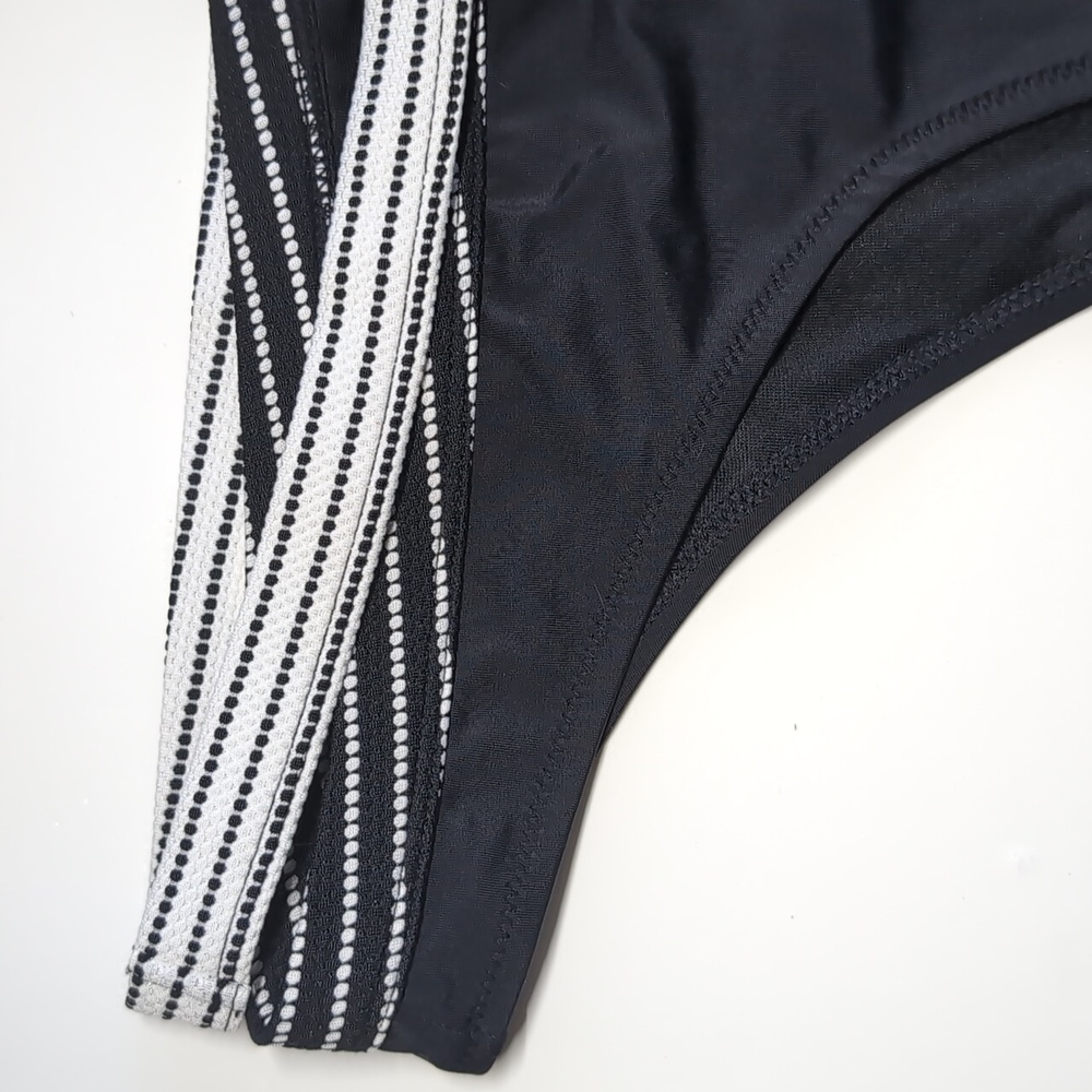 Yamamay Striped Bikini Set 36B Strapless 2pc Black White Crossover Split Waist - Picture 3 of 9
